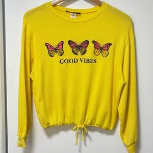 y2k "Good Vibes" butterfly top, size medium